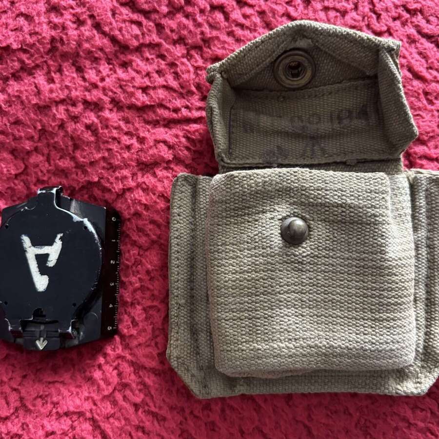 WW2 German Wehrmacht Marching Compass with Webbing Pouch